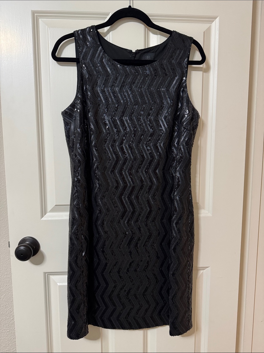 Banana Republic Black Sequin Chevron Cocktail Dress